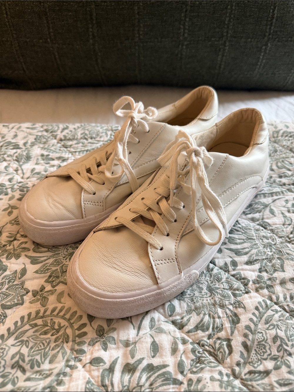 Madewell Cream Leather Platform Lace-Up Sneakers